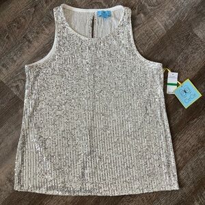 CeCe Sequin Key Hole Tank Shirt
